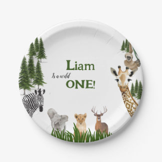 Assiettes En Carton Safari Wild Un Anniversaire Plaques papier