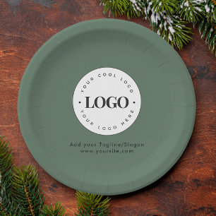 Assiettes En Carton Sage Green Ajouter Custom Business Company Logo Pa
