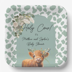 Assiettes En Carton Sage Green Boho Holy Cow Farm Baby shower