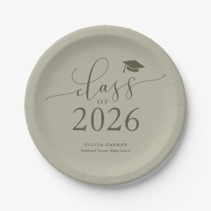 Assiettes En Carton Sage Green Class of 2025 Graduation Party