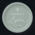 Assiettes En Carton Sage Green Croix blanche Boy Baptiser Plaques de f<br><div class="desc">Sage Green Croix Blanche Boy Baptism Plaques de fête,  Sage Green Baptism,  Boy Baptism,  Moderne Sage Green Baptism Plaques de papier</div>