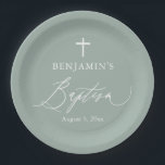 Assiettes En Carton Sage Green Croix blanche Boy Baptiser Plaques de f<br><div class="desc">Sage Green Croix Blanche Boy Baptism Plaques de fête,  Sage Green Baptism,  Boy Baptism,  Moderne Sage Green Baptism Plaques de papier</div>