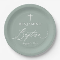 Sage Green Croix blanche Boy Baptiser Plaques de f