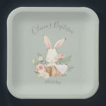 Assiettes En Carton Sage Green Lapin Lapin Fille bébé Baptême Bébé<br><div class="desc">Elégant et doux aquarelle sauge vert bébé baptême avec des fleurs douces de couleur pastel et le lapin lapin le plus doux jamais. Personnalisé avec le nom et la date font de cet extra spécial pour le grand jour de bébé. Produits correspondants disponibles. 100% de satisfaction client avec "Zazzle"</div>