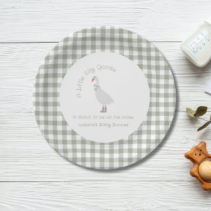 Assiettes En Carton Sage Green Preppy Silly Little Goose Baby shower