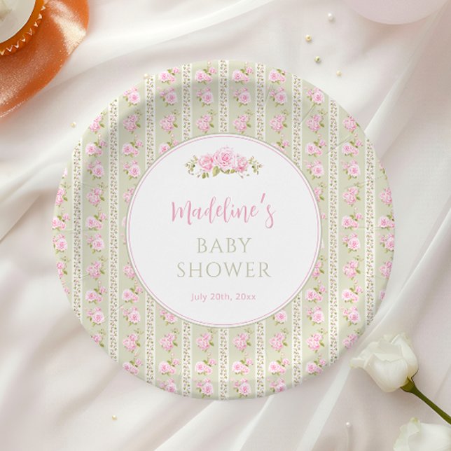 Assiettes En Carton Sage Green Vintage Floral (Créateur téléchargé)