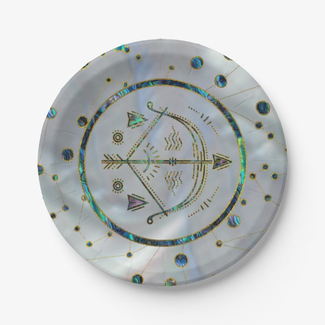 Assiettes En Carton Sagittarius Zodiac Or Abalone sur Constellation (Devant)
