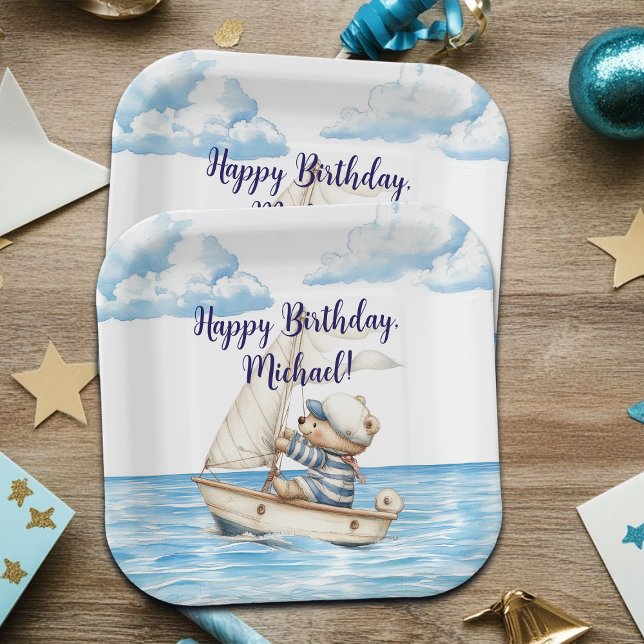 Assiettes En Carton Sailor Teddy Bear fête d'anniversaire (Créateur téléchargé)