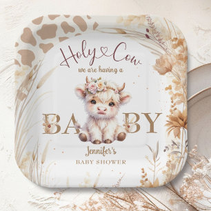 Assiettes En Carton Saint Baby shower de la vache Boho Genre Neutre