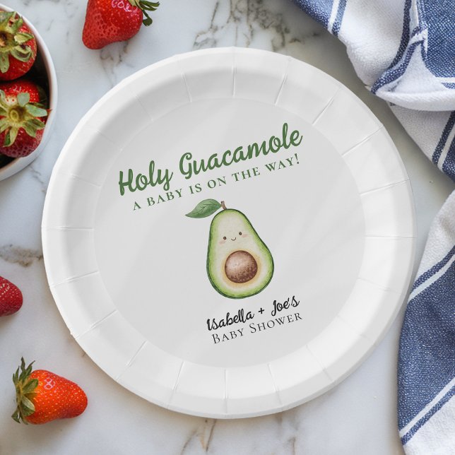 Assiettes En Carton Saint-Guacamole Baby shower drôle (Créateur téléchargé)