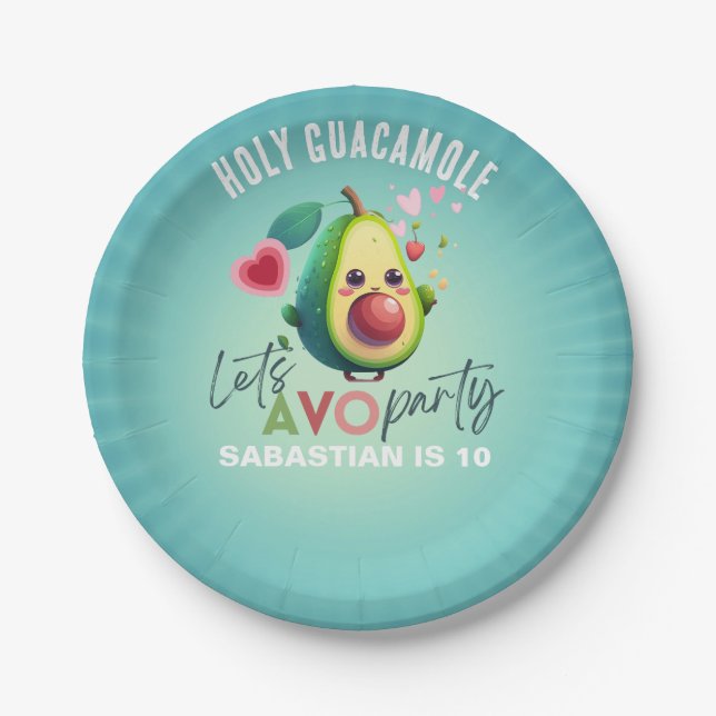 Assiettes En Carton Saint-Guacamole Fiesta Avocado 1er anniversaire (Devant)