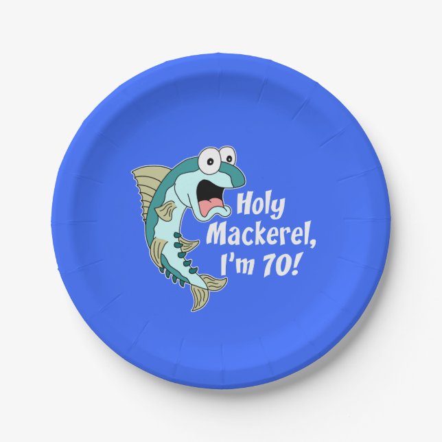 Assiettes En Carton Saint Mackerel I'm 70 Blue 70th Party Plates (Devant)