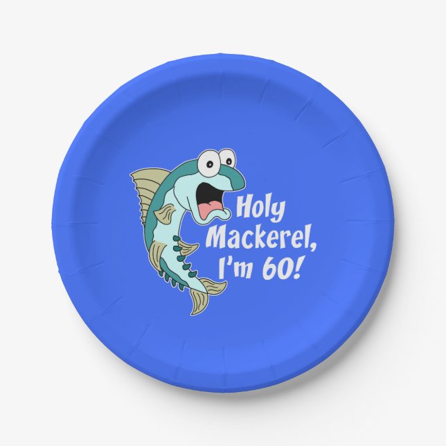 Assiettes En Carton Saint-Maquereau I'm 60 Blue 60th Party Plates (Devant)