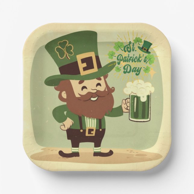 Assiettes En Carton Saint Patrick de style vintage (Recto)