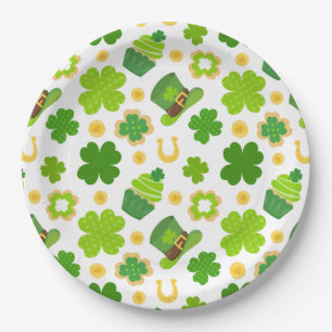 Assiettes En Carton Saint Patrick's Day Anniversaire Lucky Shamrock Mo