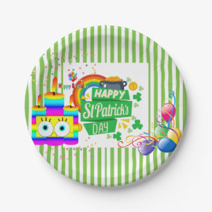 Assiettes En Carton Saint Patrick's Day Happy Birthday Papier Plaques