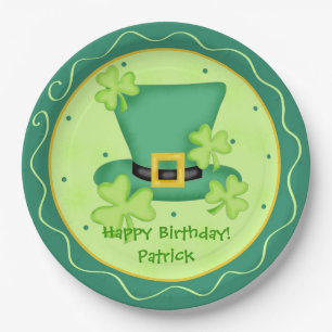 Assiettes En Carton Saint Patrick's Day Joyeux Anniversaire Nom person