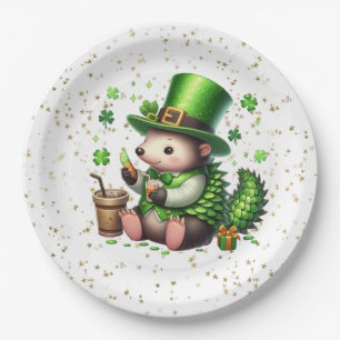Assiettes En Carton Saint Patrick's Day Lucky Hedgehog