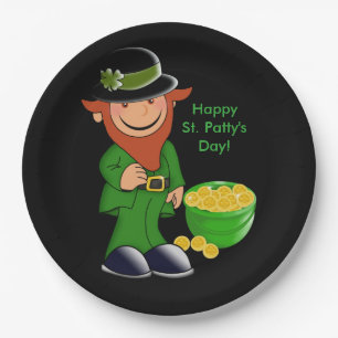 Assiettes En Carton Saint Patrick's Day, Plaques de papier Leprechaun 