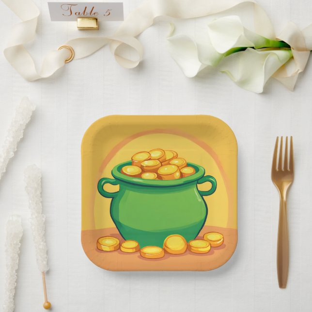 Assiettes En Carton Saint Patrick's Day Pot of Gold Paper Plate (Mariage)