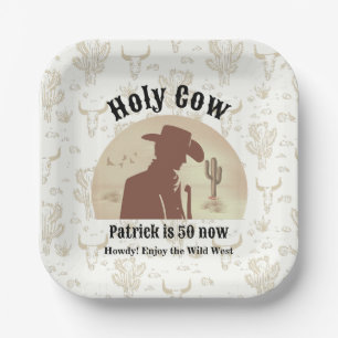 Assiettes En Carton Saint Vache drôle Vintage Cowboy 50e anniversaire