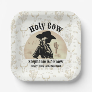 Assiettes En Carton Saint Vache drôle Vintage Cowgirl 50e anniversaire