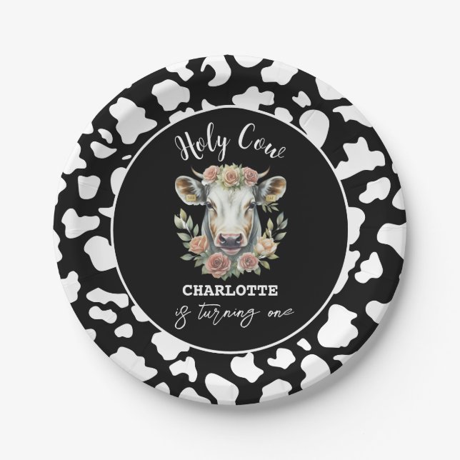 Assiettes En Carton Saint Vache Je suis une vache fille 1er anniversai (Devant)