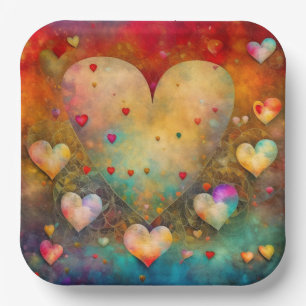 Assiettes En Carton Saint Valentin Coeurs Vintages Personnalisés