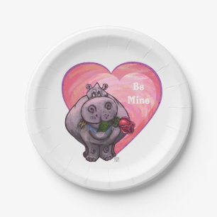 Assiettes En Carton Saint-Valentin Hippopotame