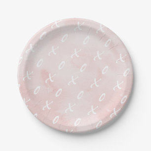 Assiettes en carton Saint-Valentin motif X et O