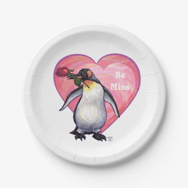 Assiettes En Carton Saint-Valentin Penguin (Devant)