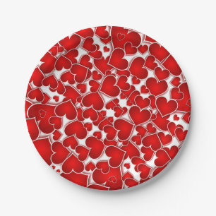 Assiettes En Carton Saint-Valentin rouge fête de la Saint-Valentin amo