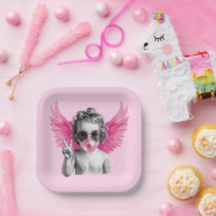 Assiettes En Carton Saint Valentin souffler la bulle Cupid Valentines 