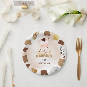 Assiettes En Carton Sainte vache aquarelle joyeux anniversaire