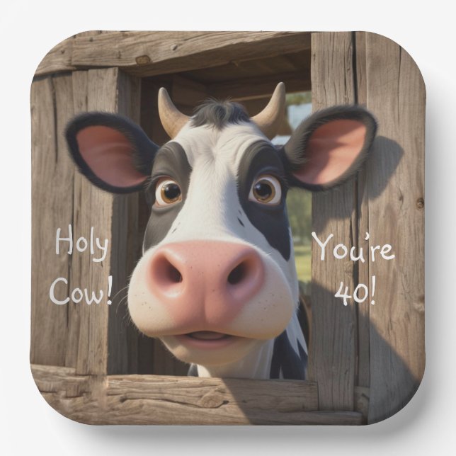 Assiettes En Carton Sainte vache Vous avez 40 ans (Recto)