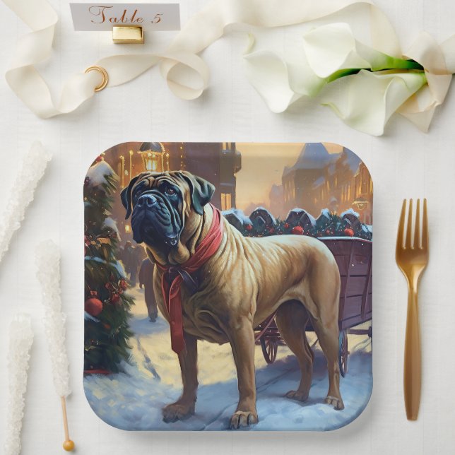 Assiettes En Carton Saison de Noël de Bullmastiff (Mariage)