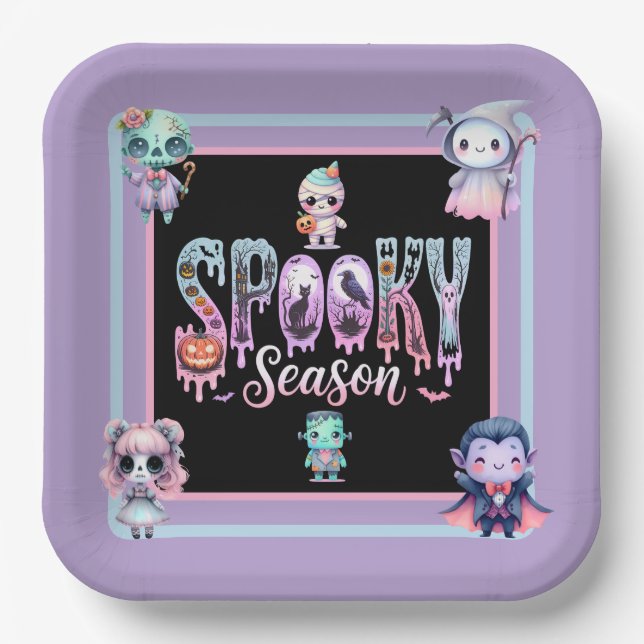 Assiettes En Carton Saison Éffrayante pour enfants Plaque papier Hallo (Recto)