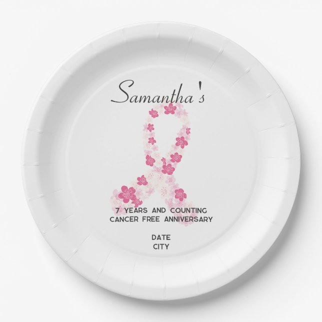 Assiettes En Carton Sakura Pink Breast Cancer Fundraising QR Code (Devant)