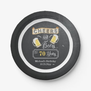 Assiettes En Carton Salades et bières à 70 ans Plaque papier d'anniv
