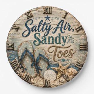Assiettes En Carton Salty Air Sandy Toes Coastal Beach House Flip Flop