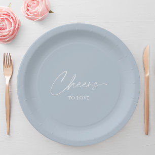Assiettes En Carton Salut à l'amour - Dusty Mariage bleu