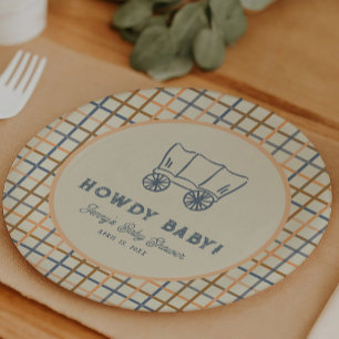 Assiettes En Carton Salut Bébé Shower Occidental Bébé Cowboy