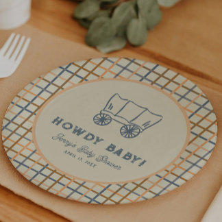 Assiettes En Carton Salut Bébé Shower Occidental Bébé Cowboy