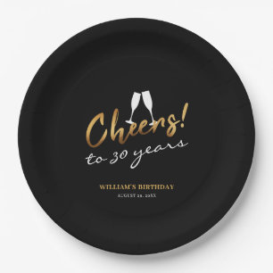 Assiettes En Carton Salutations à 30 ans d'or Noir Adulte photo d'anni