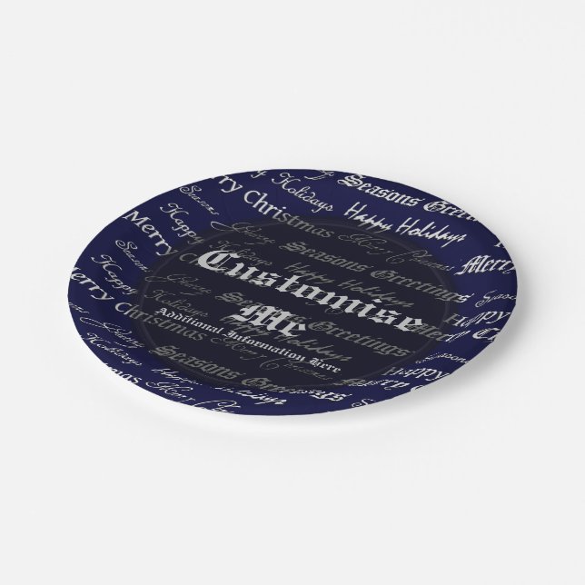 Assiettes En Carton Salutations de Noël (Argent) (Angle)