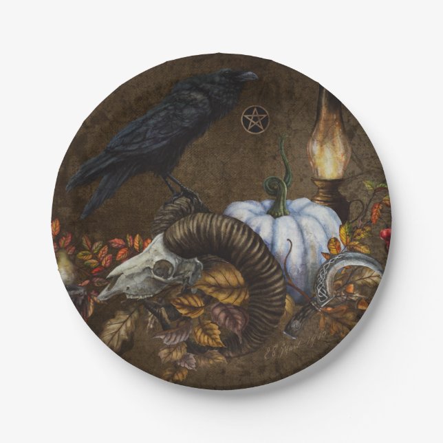 Assiettes En Carton Samhain Raven (Devant)
