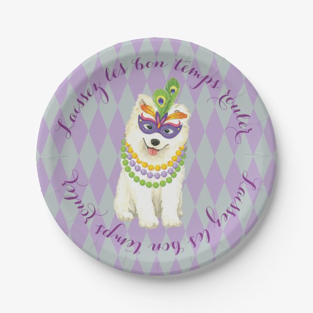 Assiettes En Carton Samoyed de mardi gras (Devant)