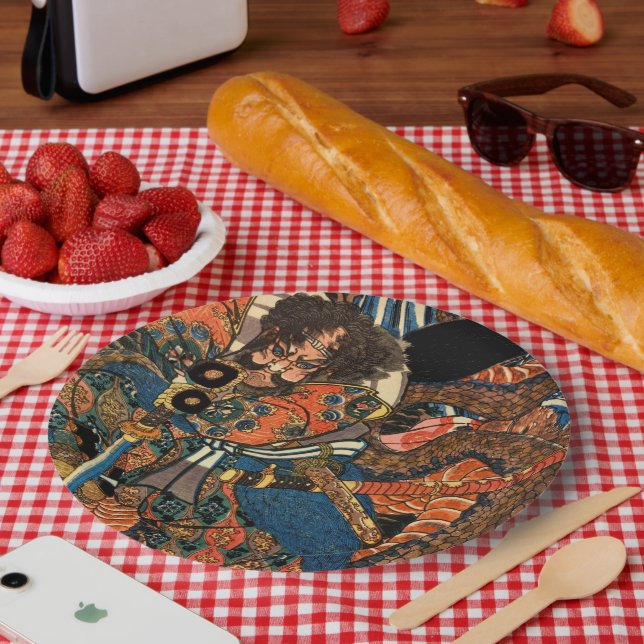 ASSIETTES EN CARTON SAMURAI COMBATTRE PYTHON (Pique-nique)