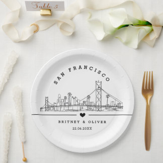 Assiettes En Carton San Franciso Skyline – Custom Wedding favor