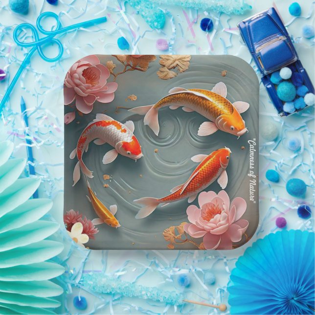 Assiettes En Carton "Sanctuaire de Koi Pond" (Fête)
